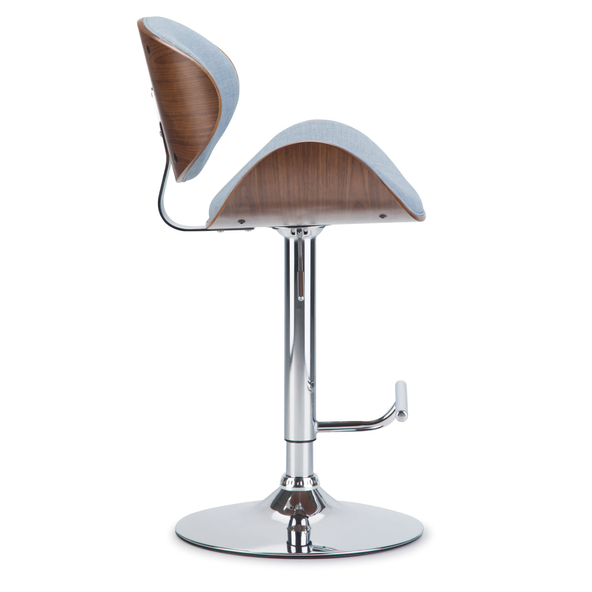 Marana 37–45 Inch Seat Height Bentwood Adjustable Swivel Bar Stool in Denim