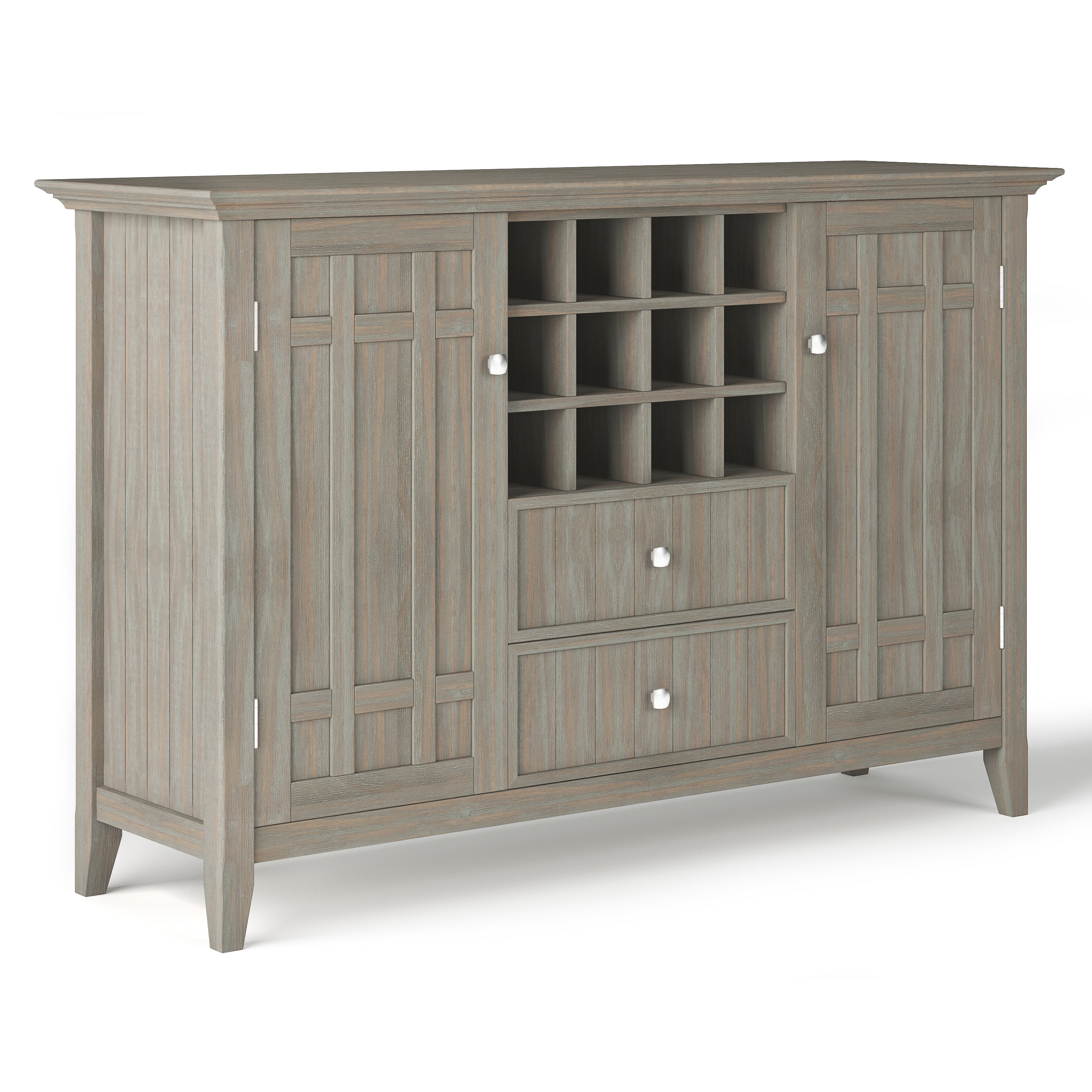 Bedford 54 Inch Wide Solid Wood Sideboard Buffet and Wine Rack