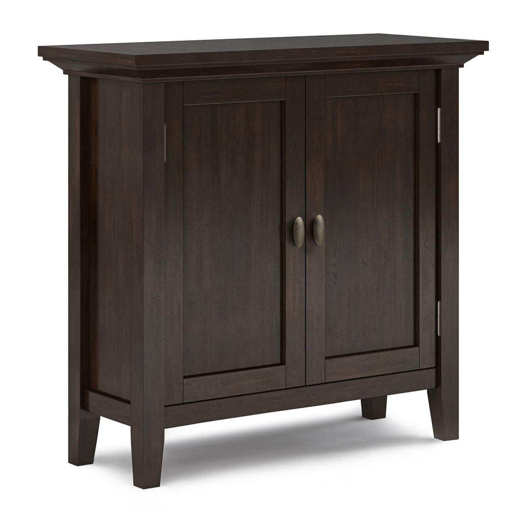 Redmond 32 Inch Wide Solid Wood Low Storage Cabinet in Brunette