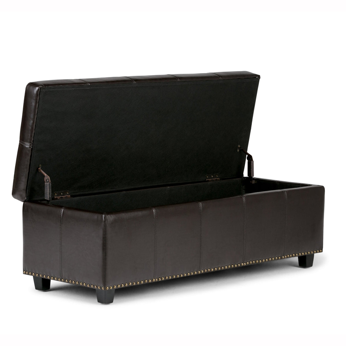Kingsley 48 Inch Wide Large Storage Ottoman in Coffee