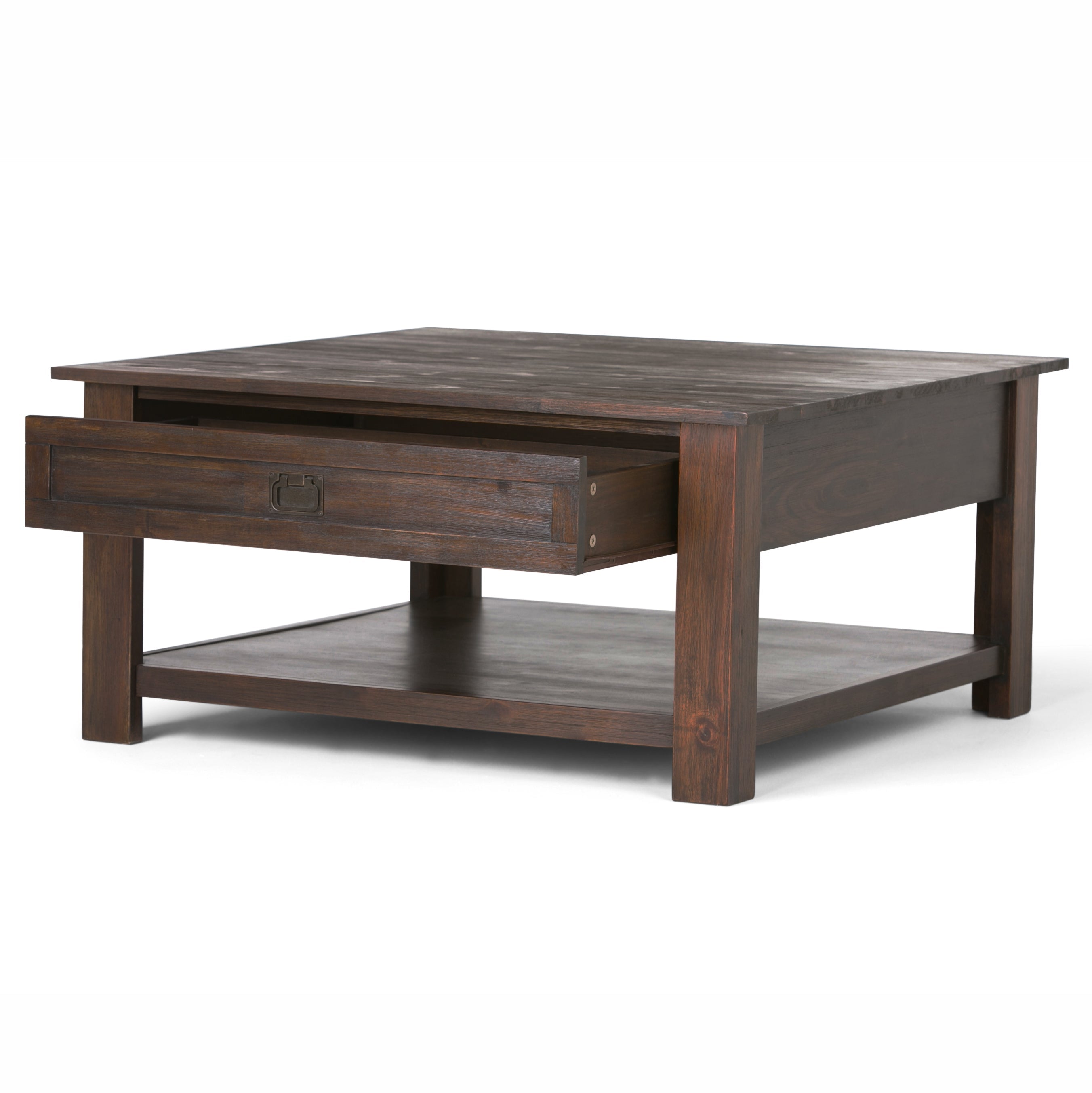 Monroe 38 Inch Wide Solid Acacia Wood Square Coffee Table