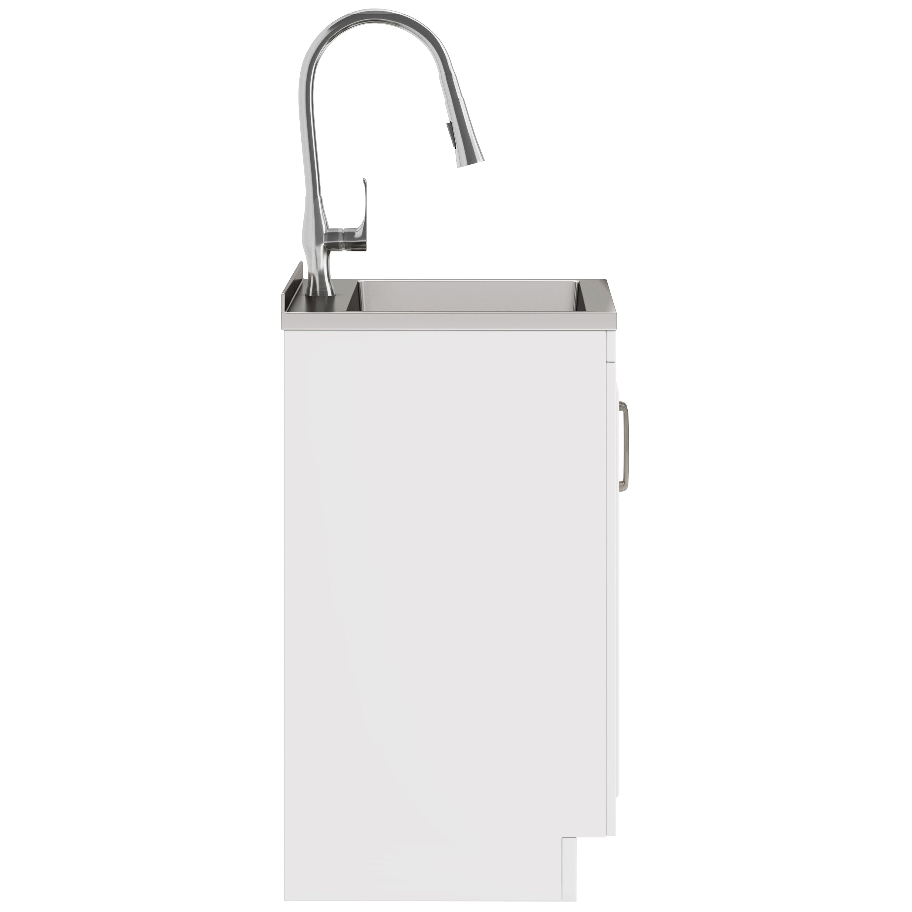 Darwin Deluxe 24" Laundry Cabinet with Pull-out Faucet and Stainless Steel Sink