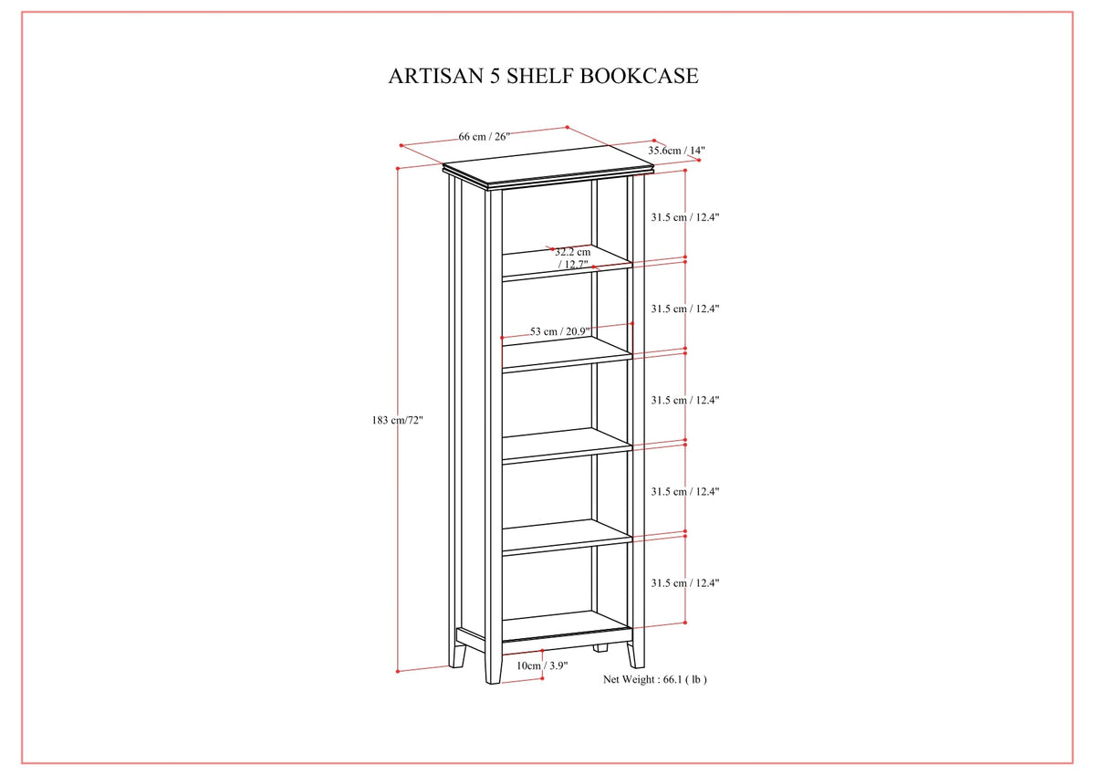 Artisan 5 Shelf Bookcase