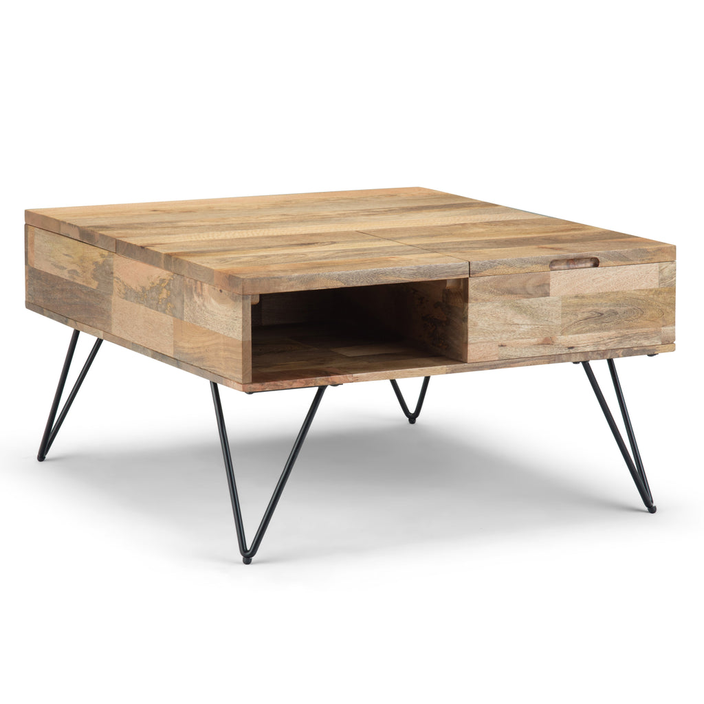 Hunter 32 Inch Wide Solid Mango Wood Lift Top Square Coffee Table