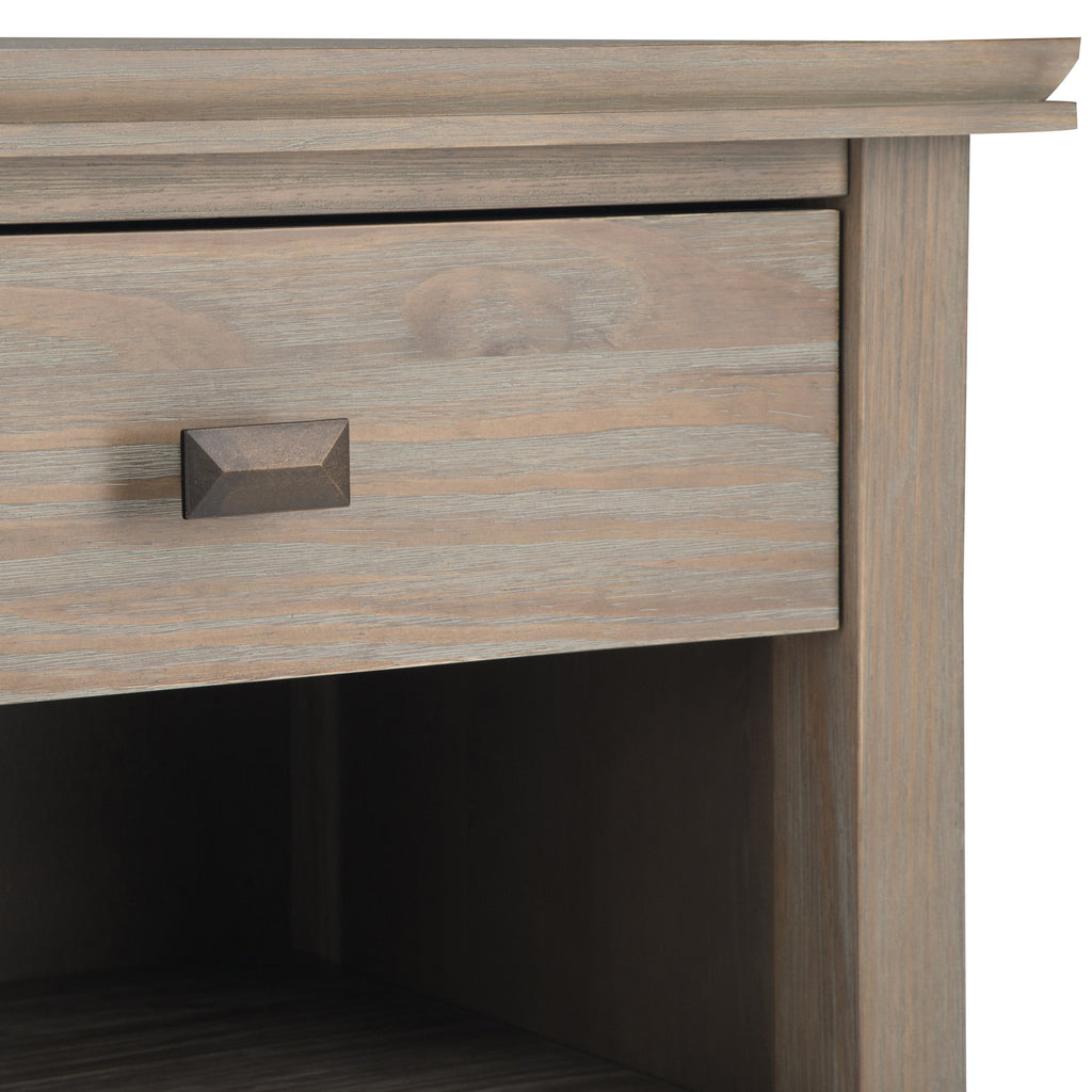 Artisan 24 Inch Wide Solid Wood Bedside Table in Distressed Grey