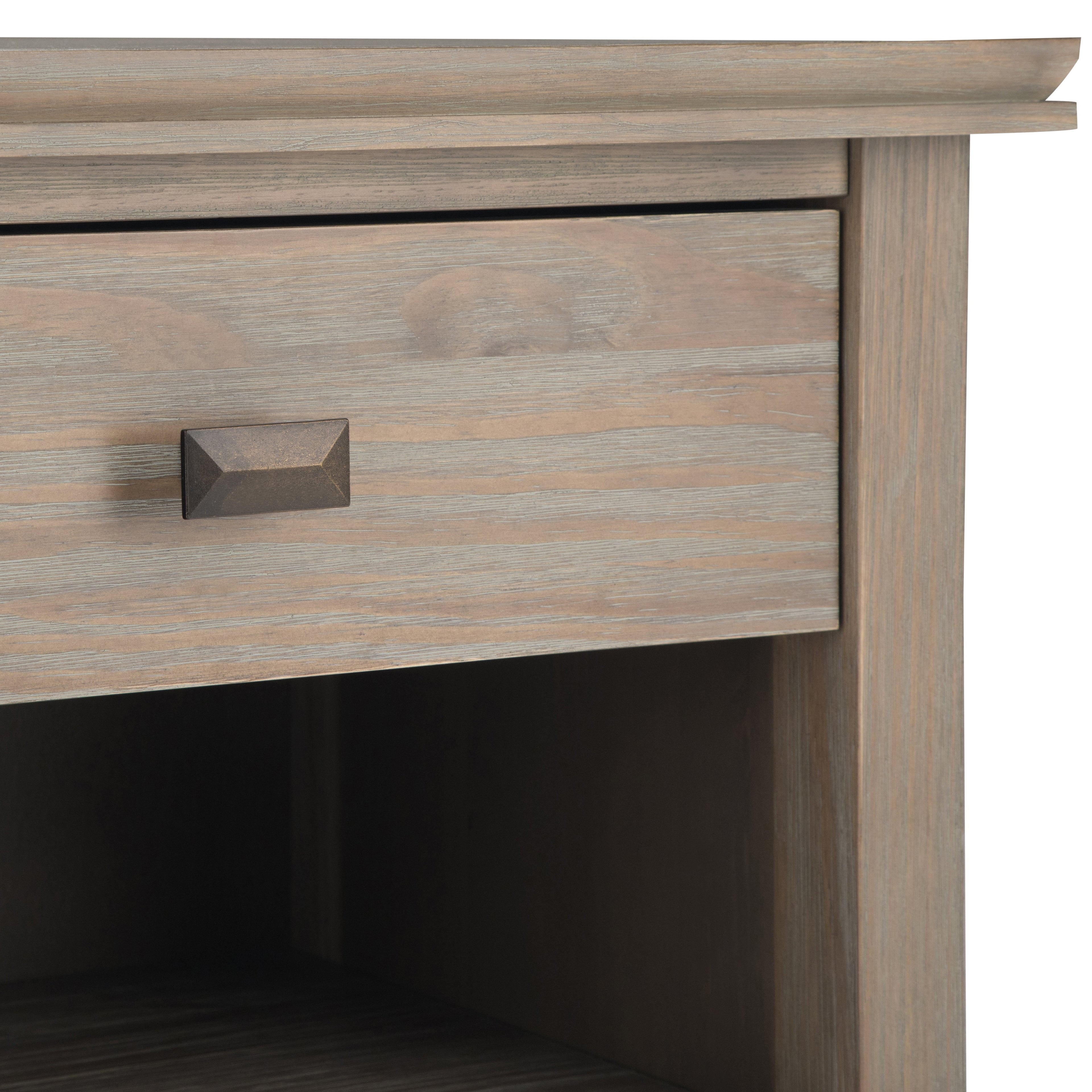 Artisan 24 Inch Wide Solid Wood Bedside Table in Distressed Grey