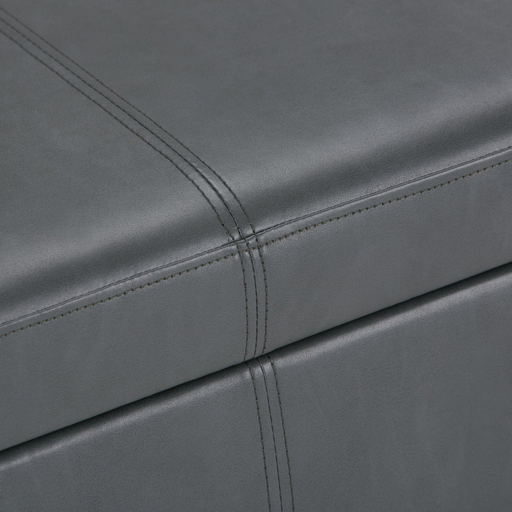 Avalon 48 Inch Wide Storage Ottoman Bench in Stone