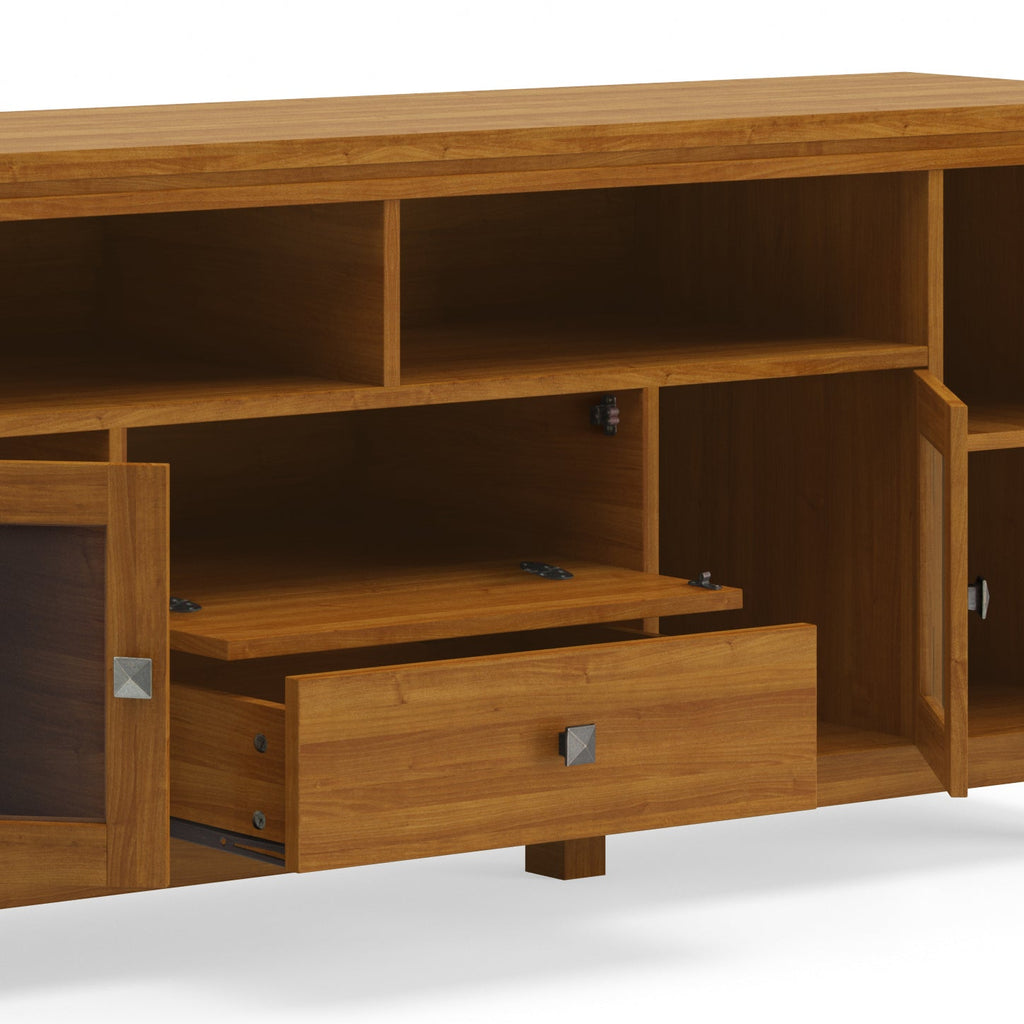 Cosmopolitan 72 Inch Wide Solid Wood TV Stand in Light Golden