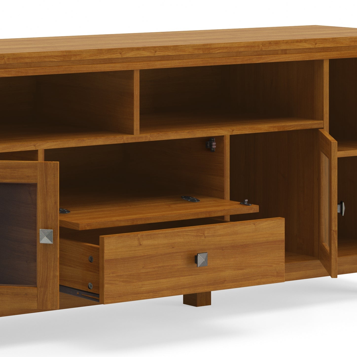 Cosmopolitan 72 Inch Wide Solid Wood TV Stand in Light Golden