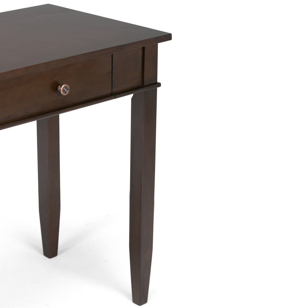 Carlton 42 Inch Wide Solid Wood Home Office Desk in Brunette