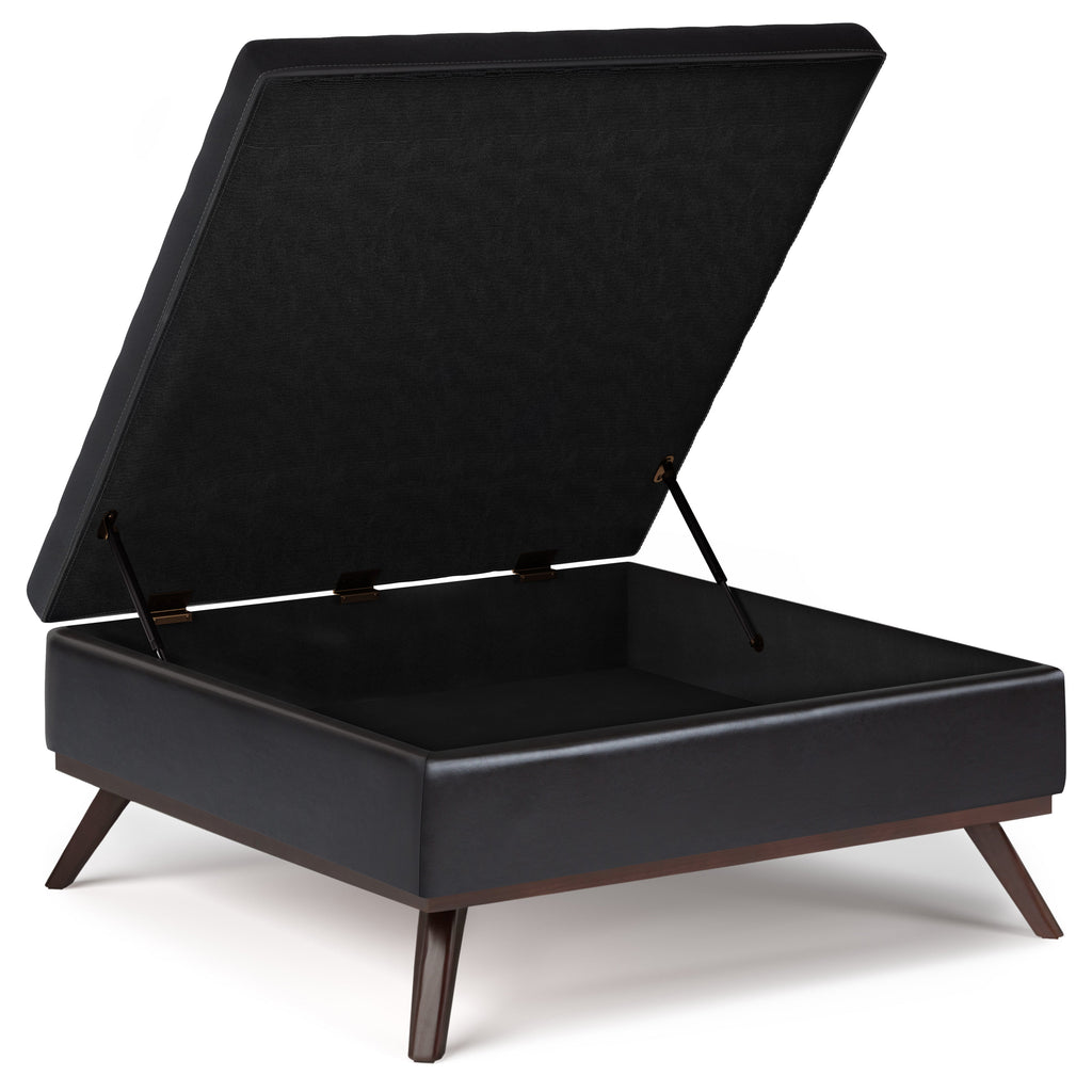 Owen 36 Inch Wide Square Coffee Table Storage Ottoman in Tanners
