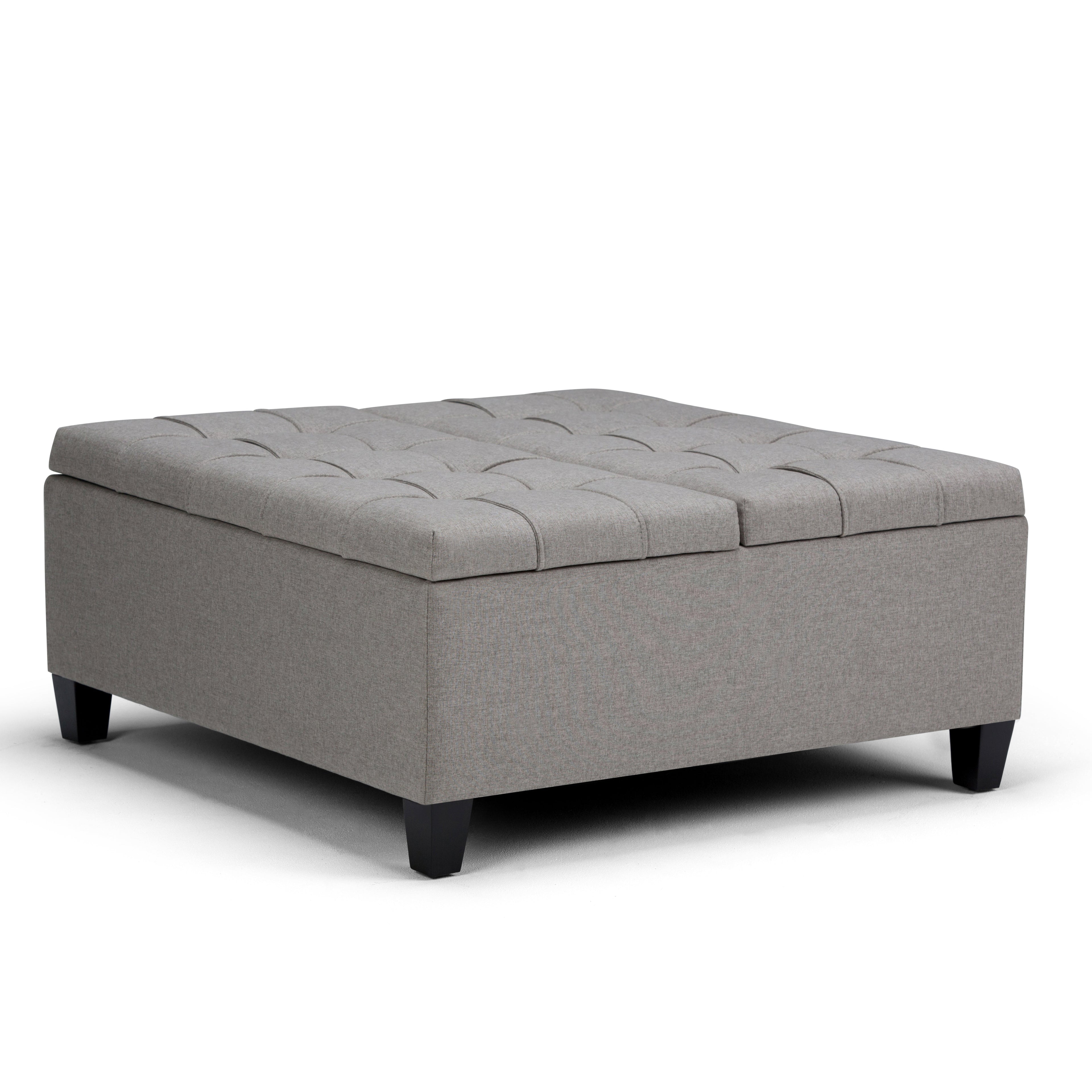 Harrison 36 Inch Wide Coffee Table Storage Ottoman in Dove