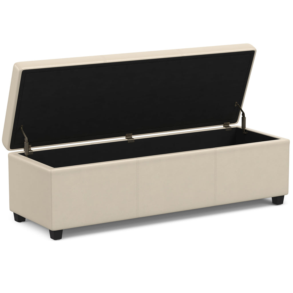 Avalon 54 Inch Wide Extra Large Storage Ottoman Bench in Satin