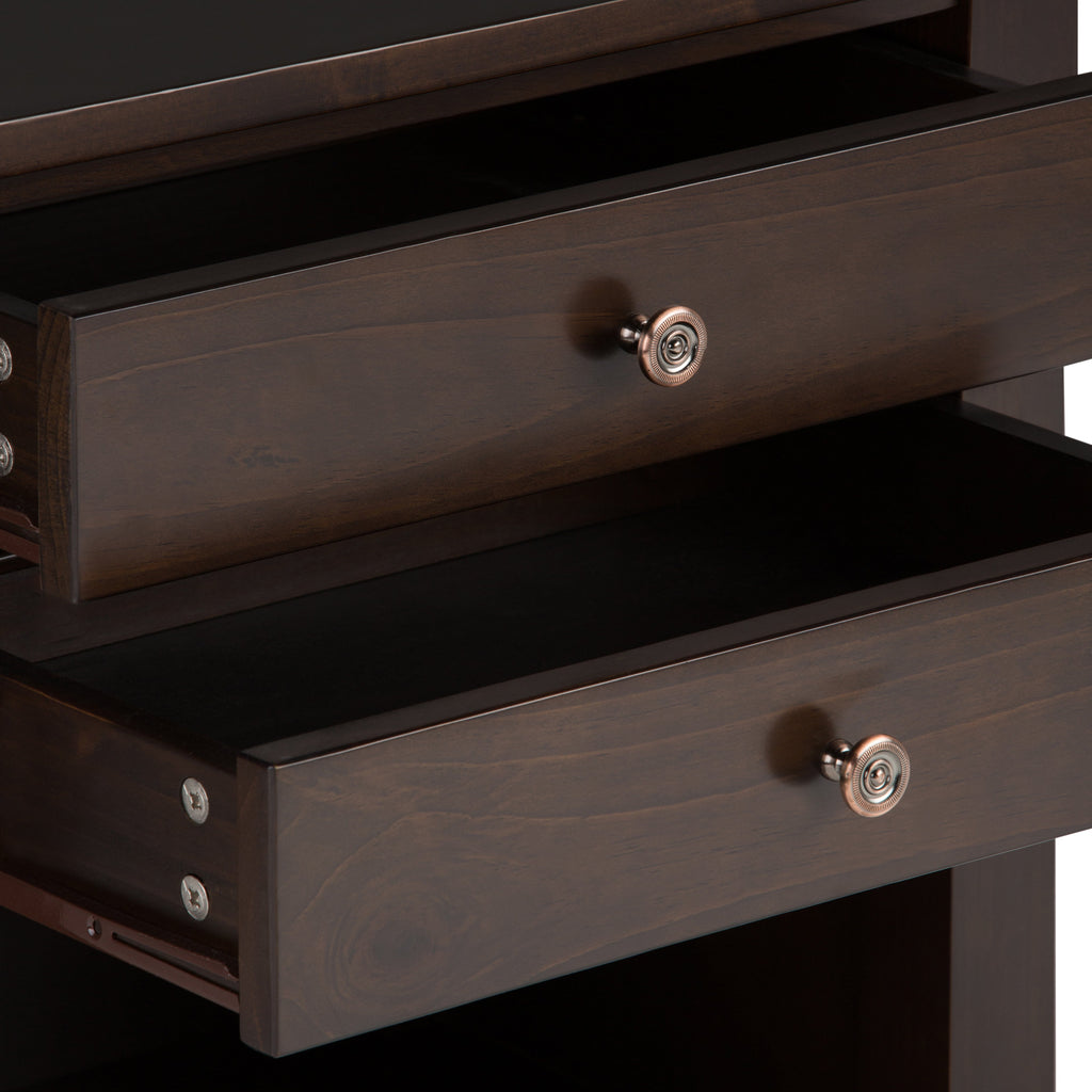 Carlton 24 Inch Wide Solid Wood Bedside Table in Brunette