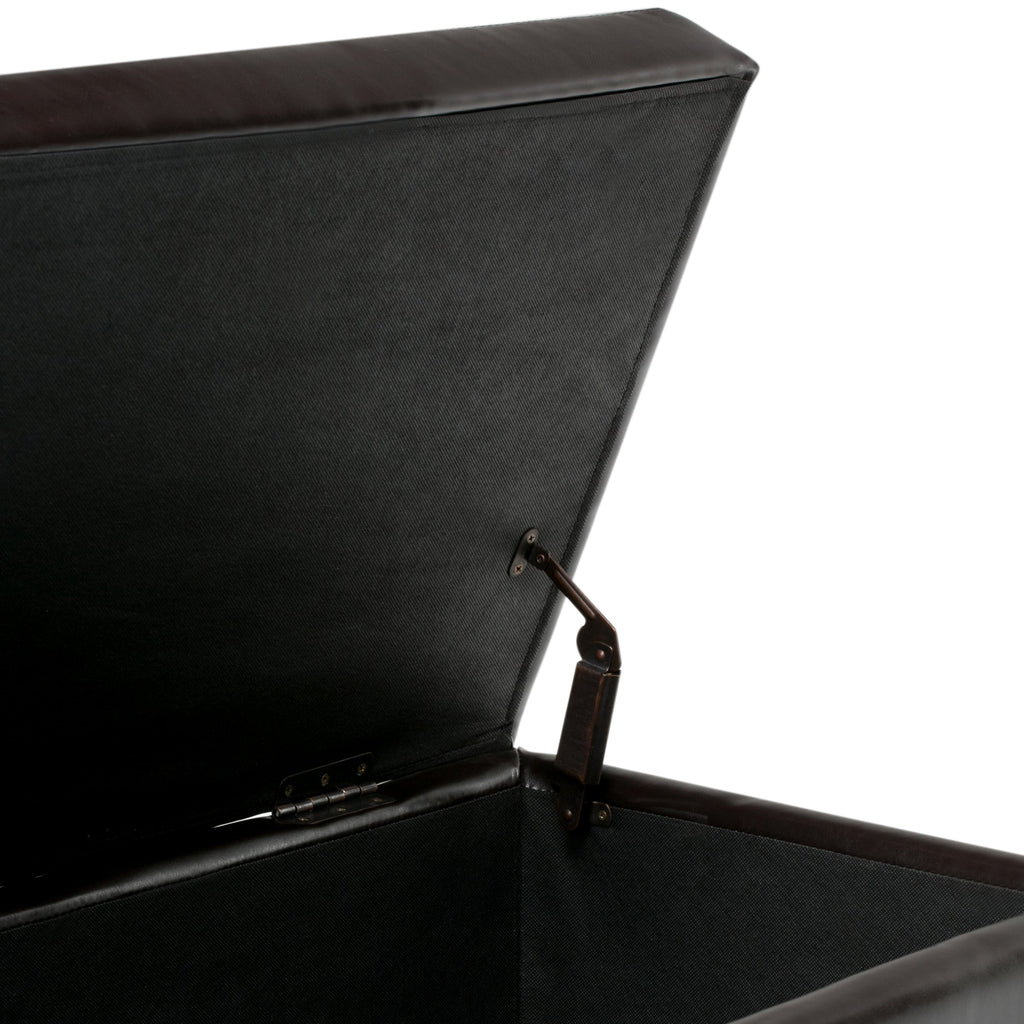 Hamilton 48 Inch Wide Storage Ottoman in Coffee