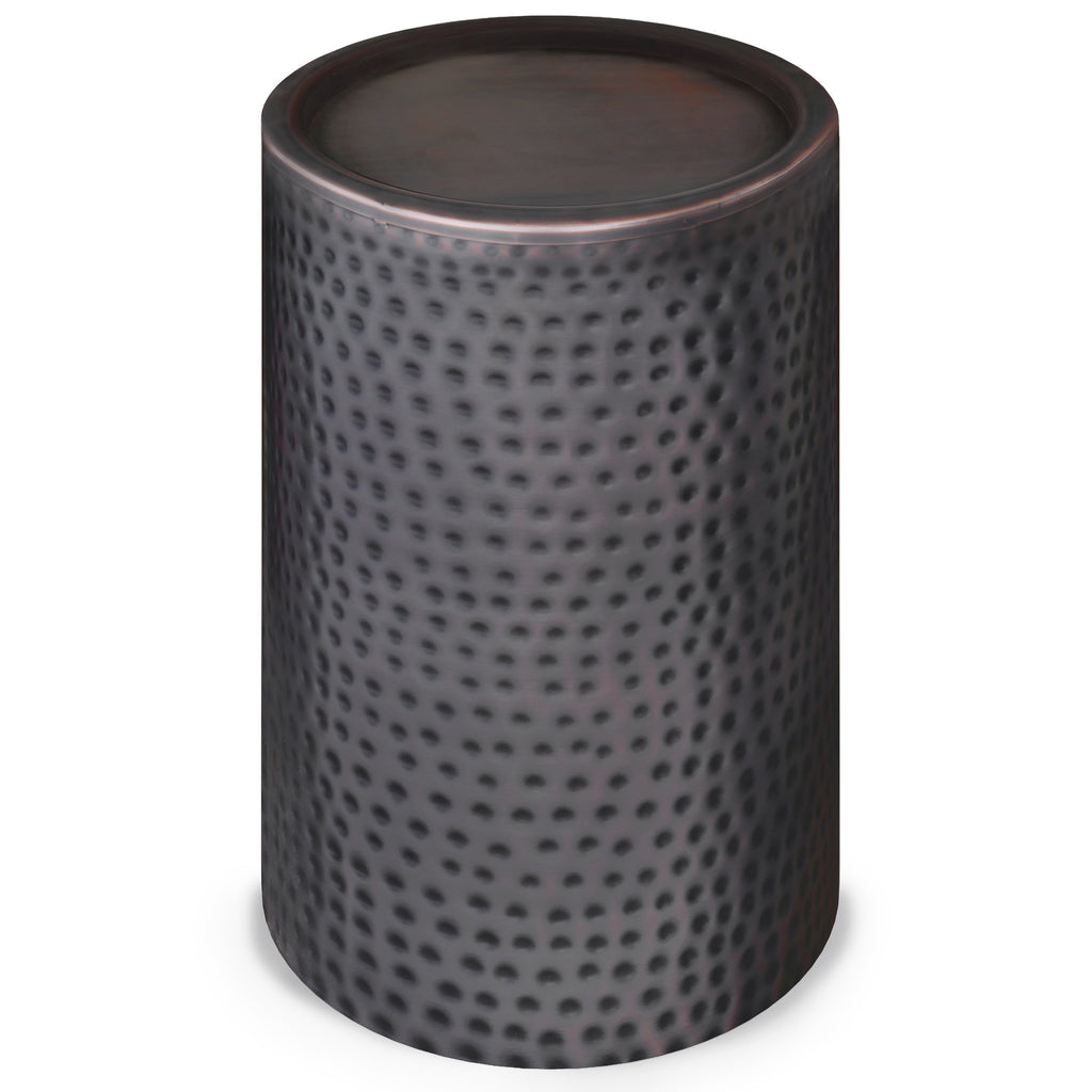 Corbin 16 Inch Wide Metal Side Table in Hammered Antique
