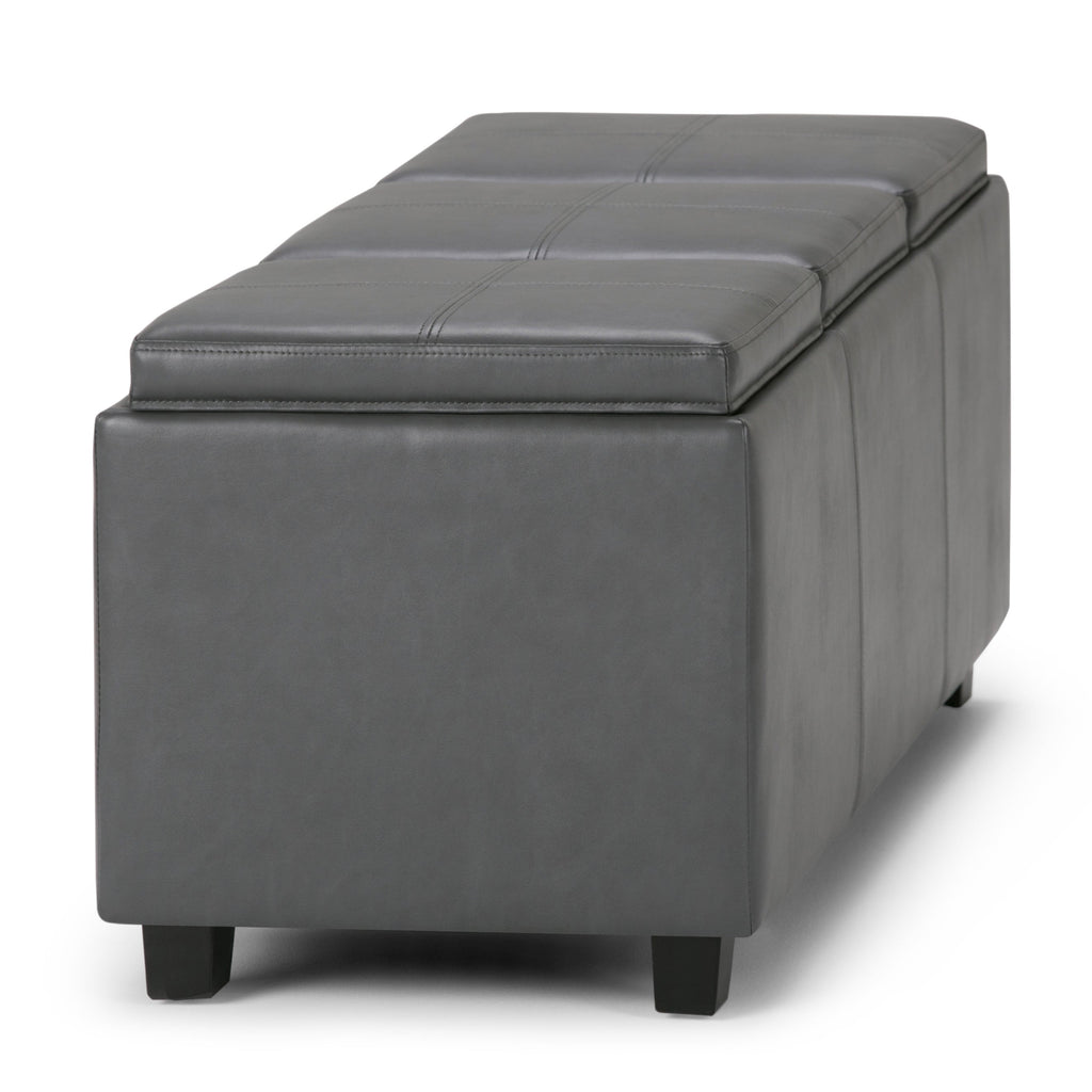 Avalon 42 Inch Wide Storage Ottoman in Stone