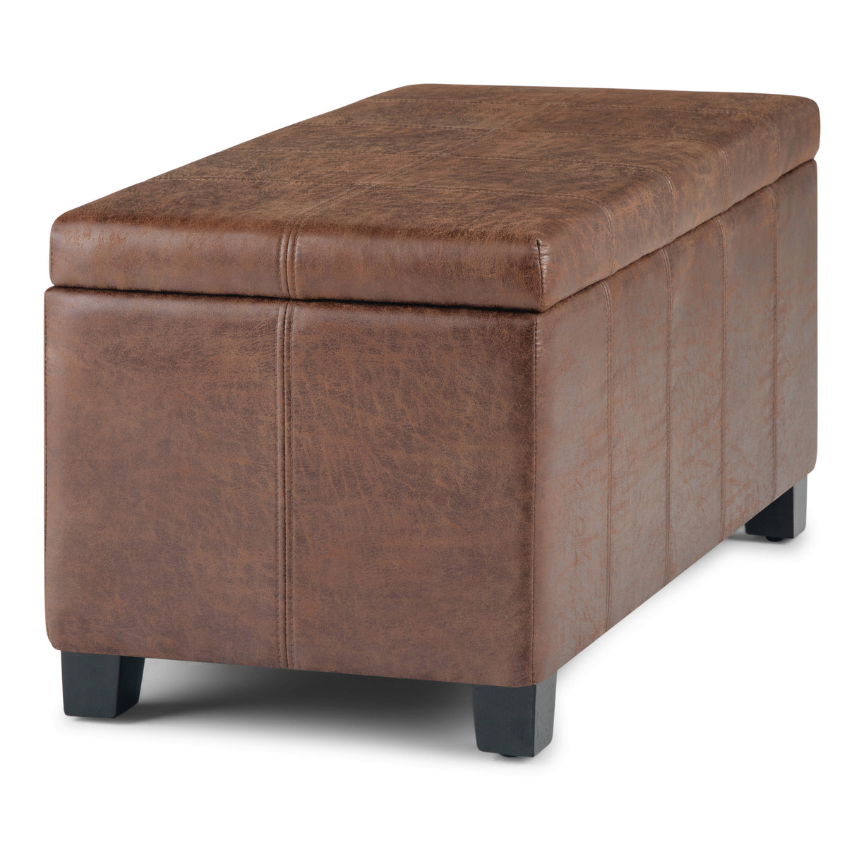 Dover 36 Inch Wide Storage Ottoman Bench in Distressed Umber
