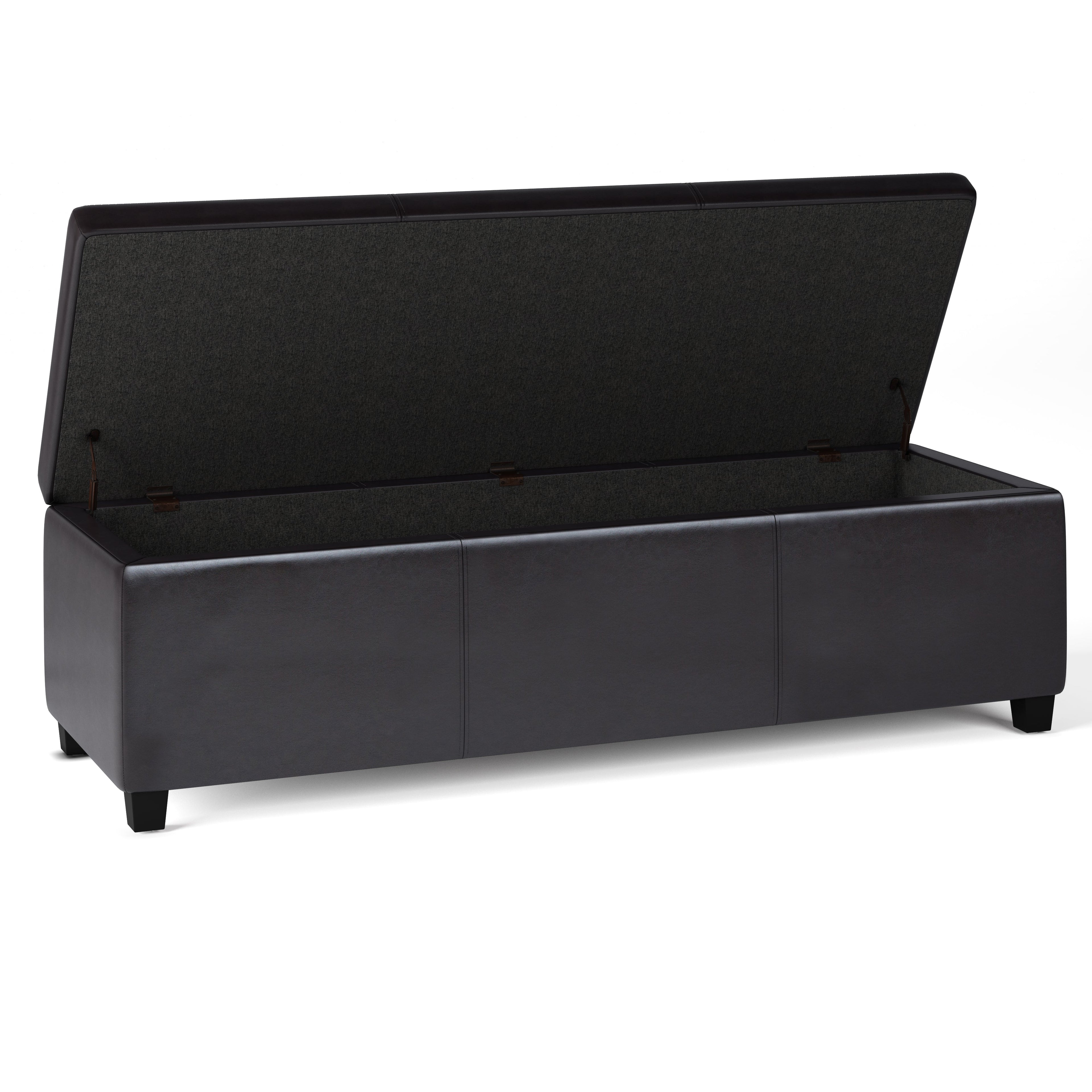 Avalon 54 Inch Wide Extra Large Storage Ottoman Bench in Tanners
