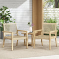 Outdoor Wicker and Acacia Wood Club Chairs, Set of 2