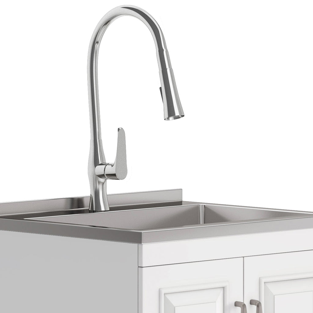 Darwin Deluxe 24" Laundry Cabinet with Pull-out Faucet and Stainless Steel Sink