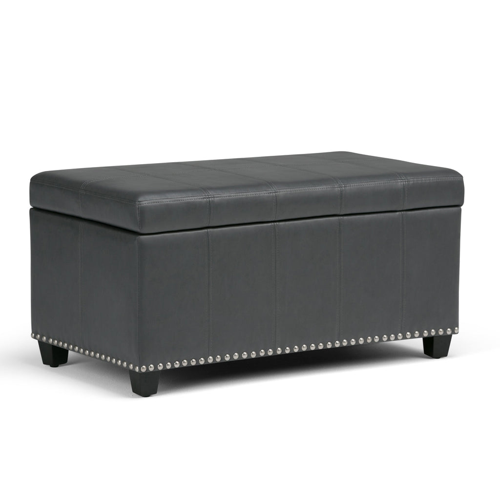 Amelia 33 Inch Wide Storage Ottoman Bench in Stone