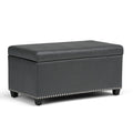 Amelia 33 Inch Wide Storage Ottoman Bench in Stone