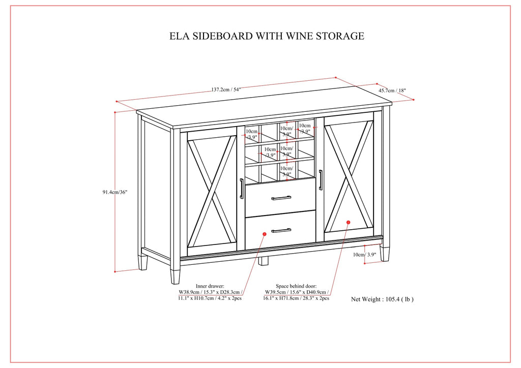 Ela - Sideboard with Wine Storage - Smoky