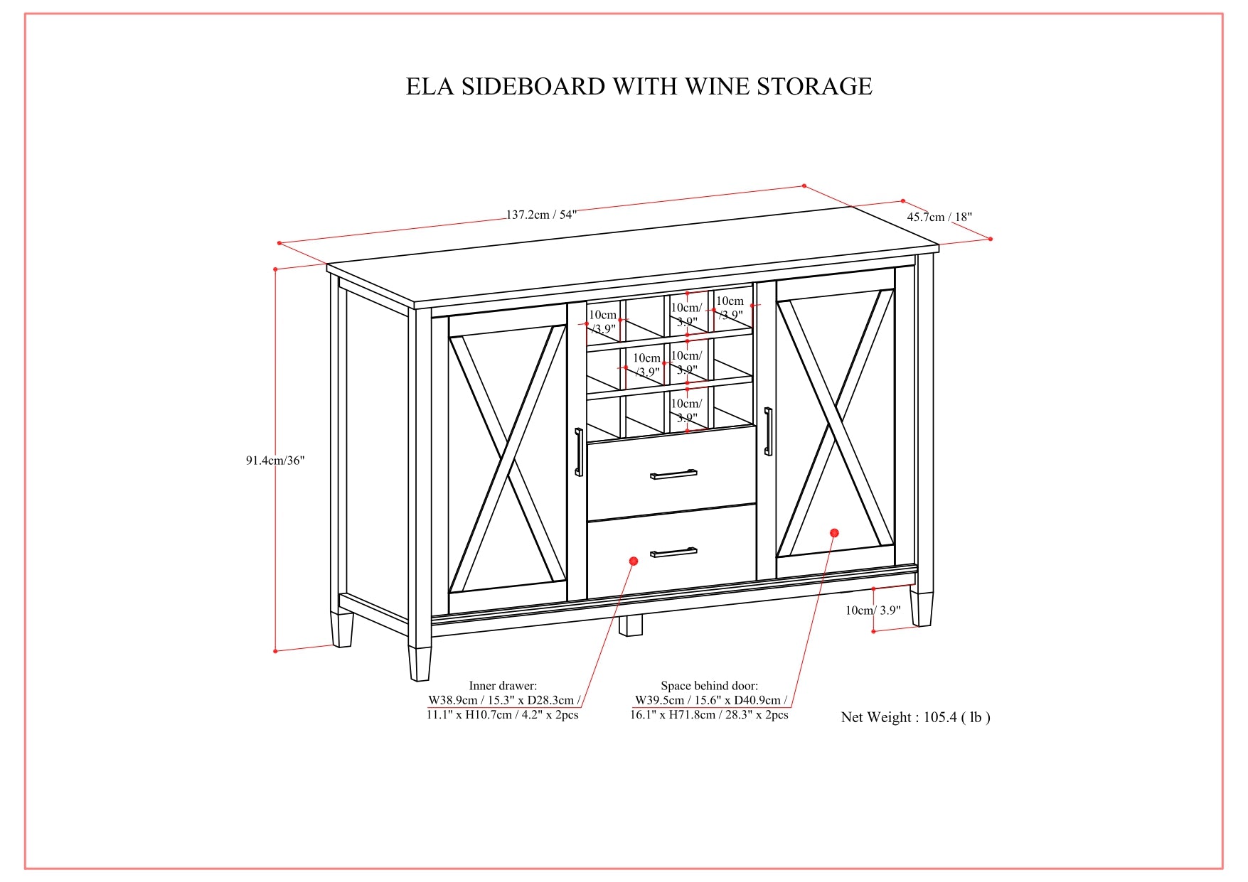 Ela - Sideboard with Wine Storage - Smoky