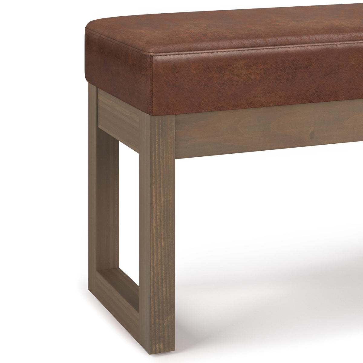 Milltown 27 Inch Wide Solid Wood Footstool Small Ottoman Bench