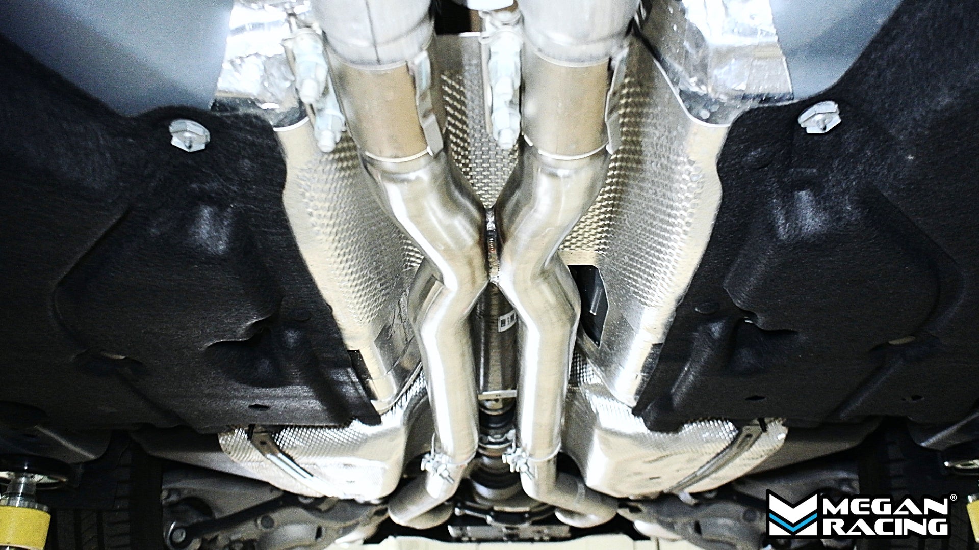 Megan Racing Midpipe H-Pipe for Ford Mustang 2015-2023 GT & 2024+ GT Dark Horse – T-304 Stainless, 1-Year Warranty