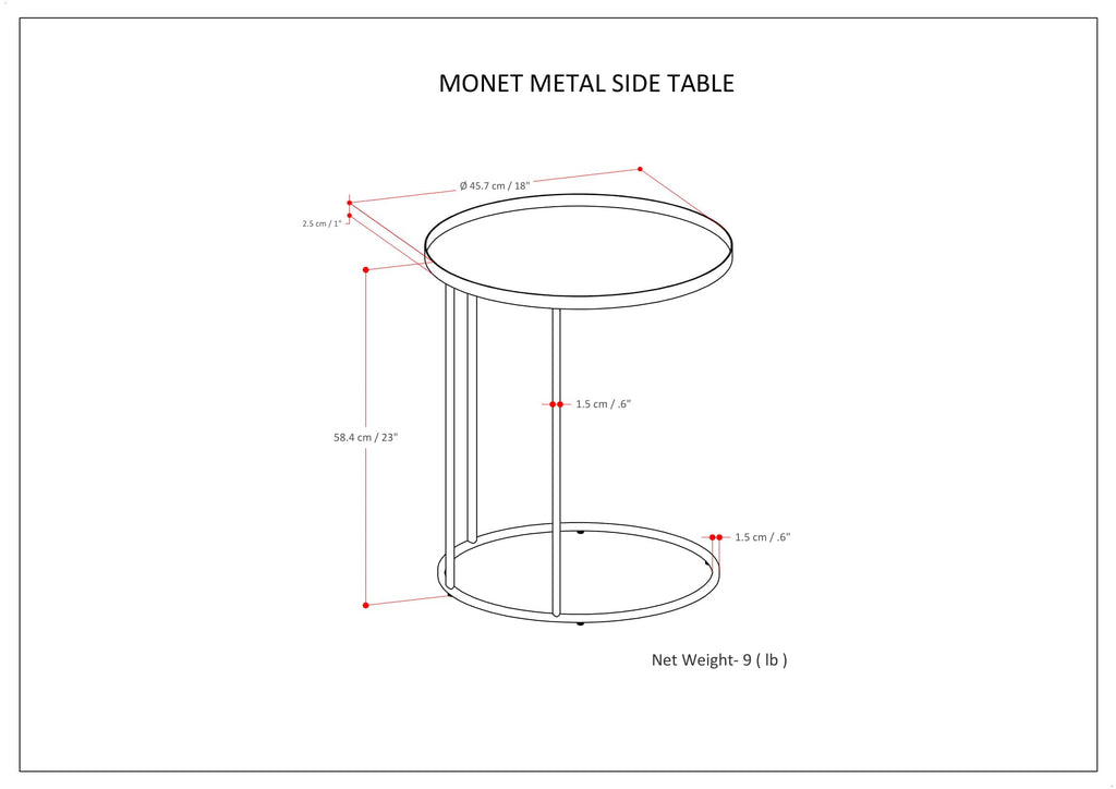 Monet 18 Inch Wide Metal Side Table