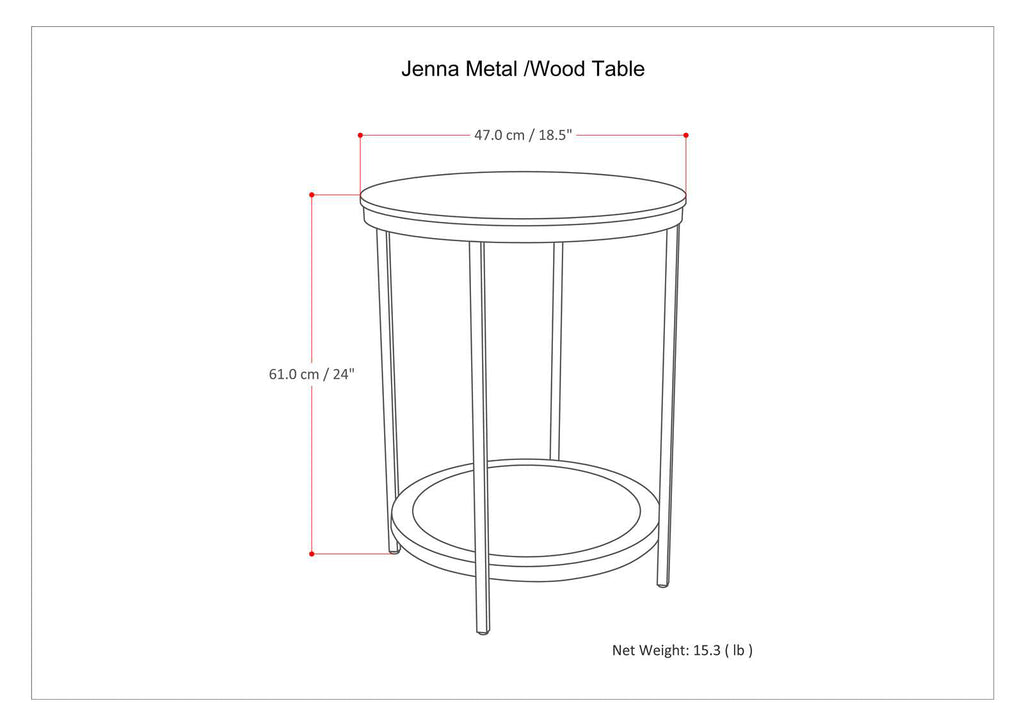 Jenna 18" Wide Solid Mango Wood and Metal Round Side Table