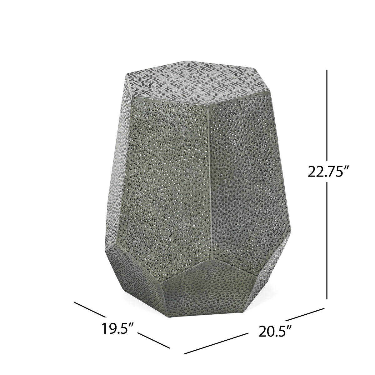 Metal Hammered End Table