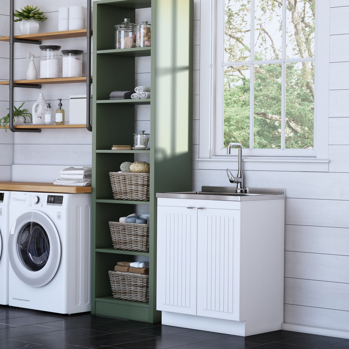 Murphy - 28" Laundry Cabinet with Faucet and Stainless Steel Sink