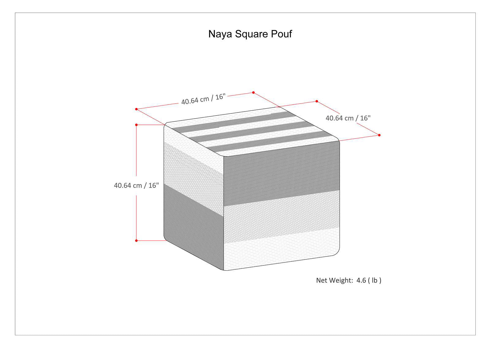 Naya 16 Inch Wide Cube Pouf