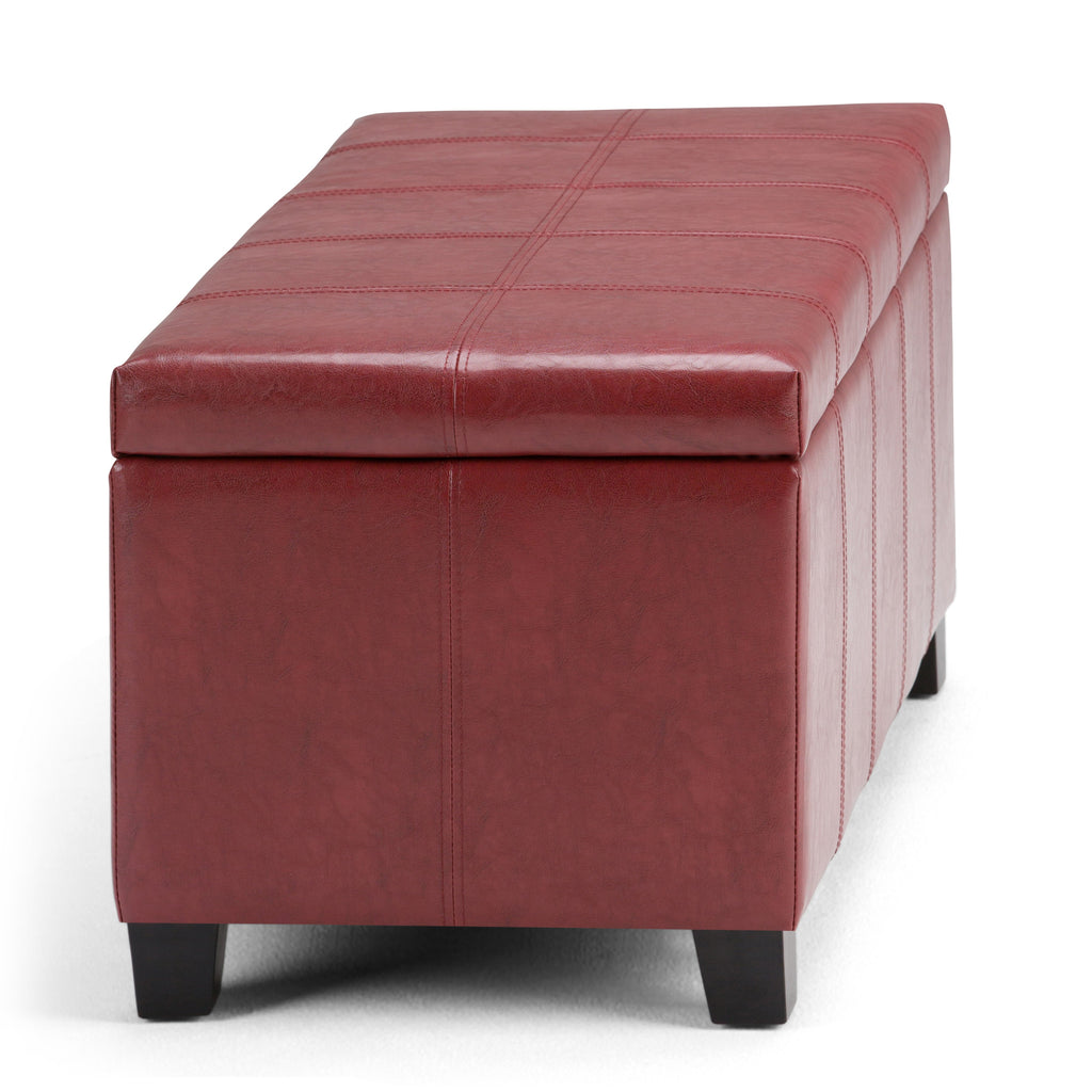 Dover 36 Inch Wide Storage Ottoman Bench in Radicchio