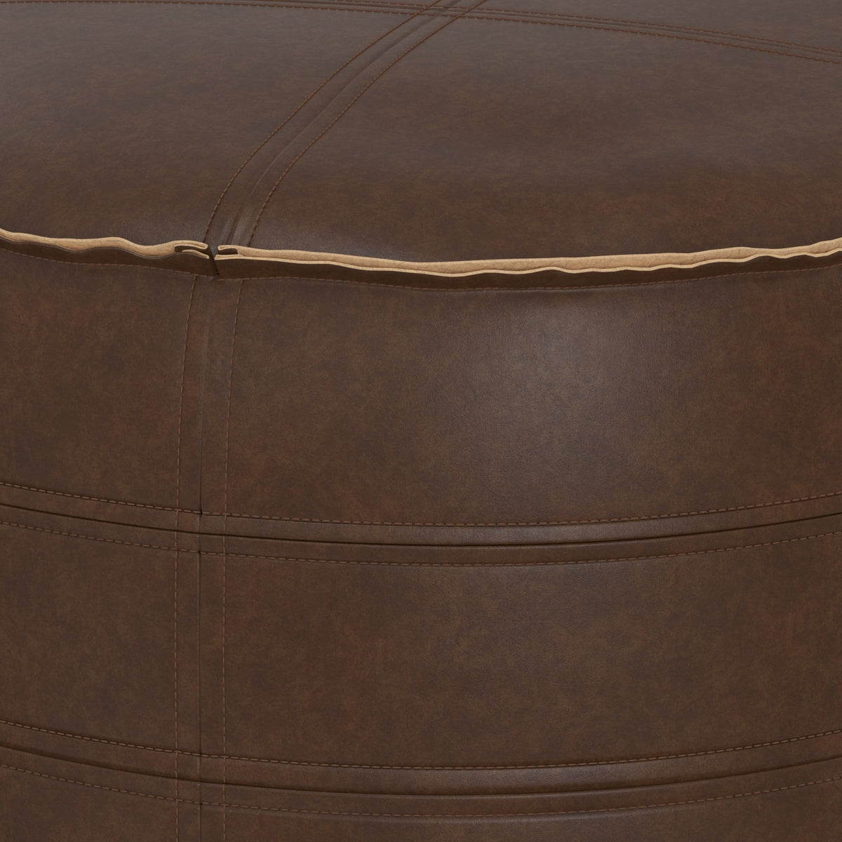 Brody 20 Inch Wide Round Pouf in Distressed