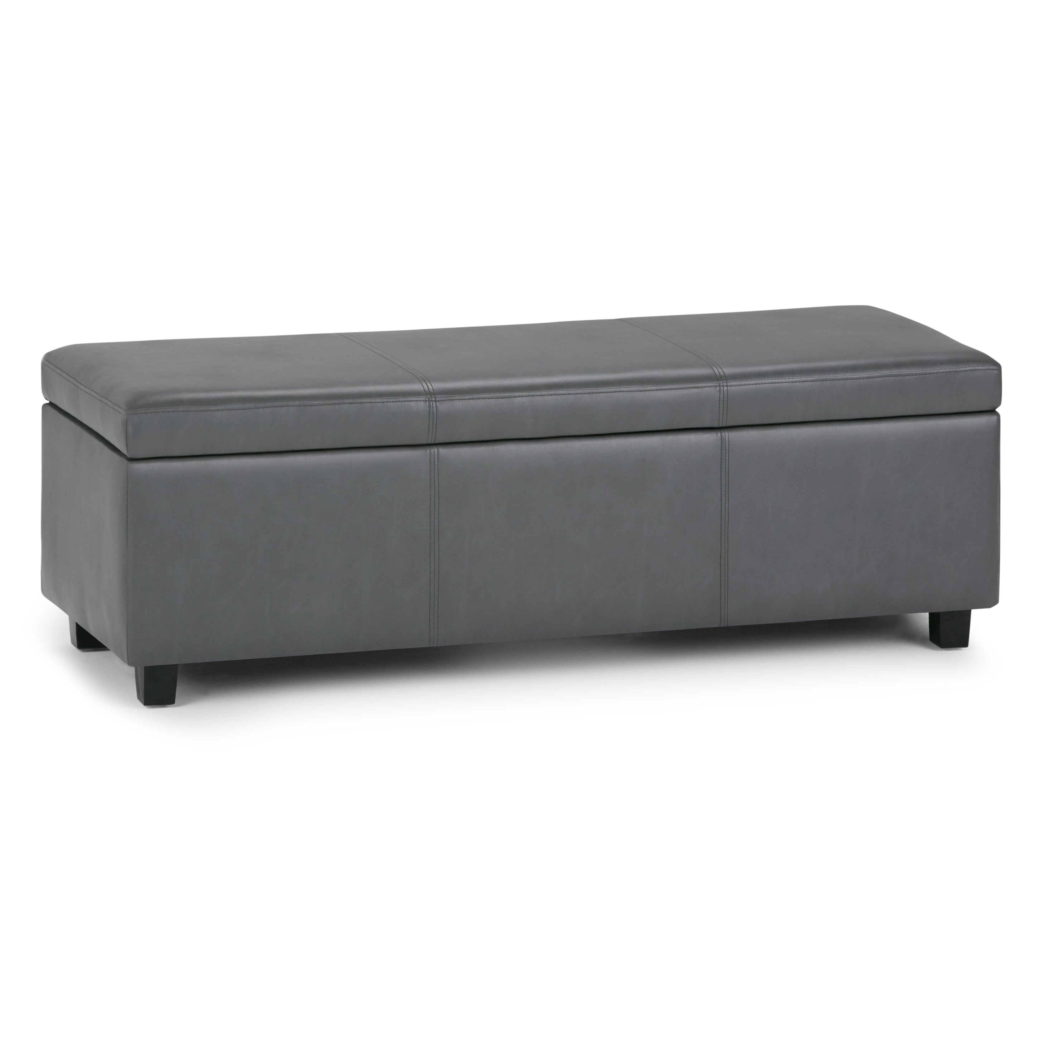 Avalon 48 Inch Wide Storage Ottoman Bench in Stone
