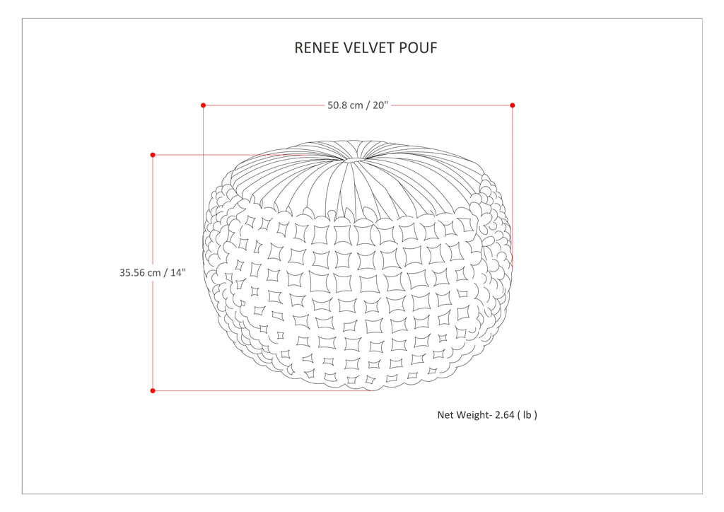 Renee 20 Inch Wide Round Pouf in Dark