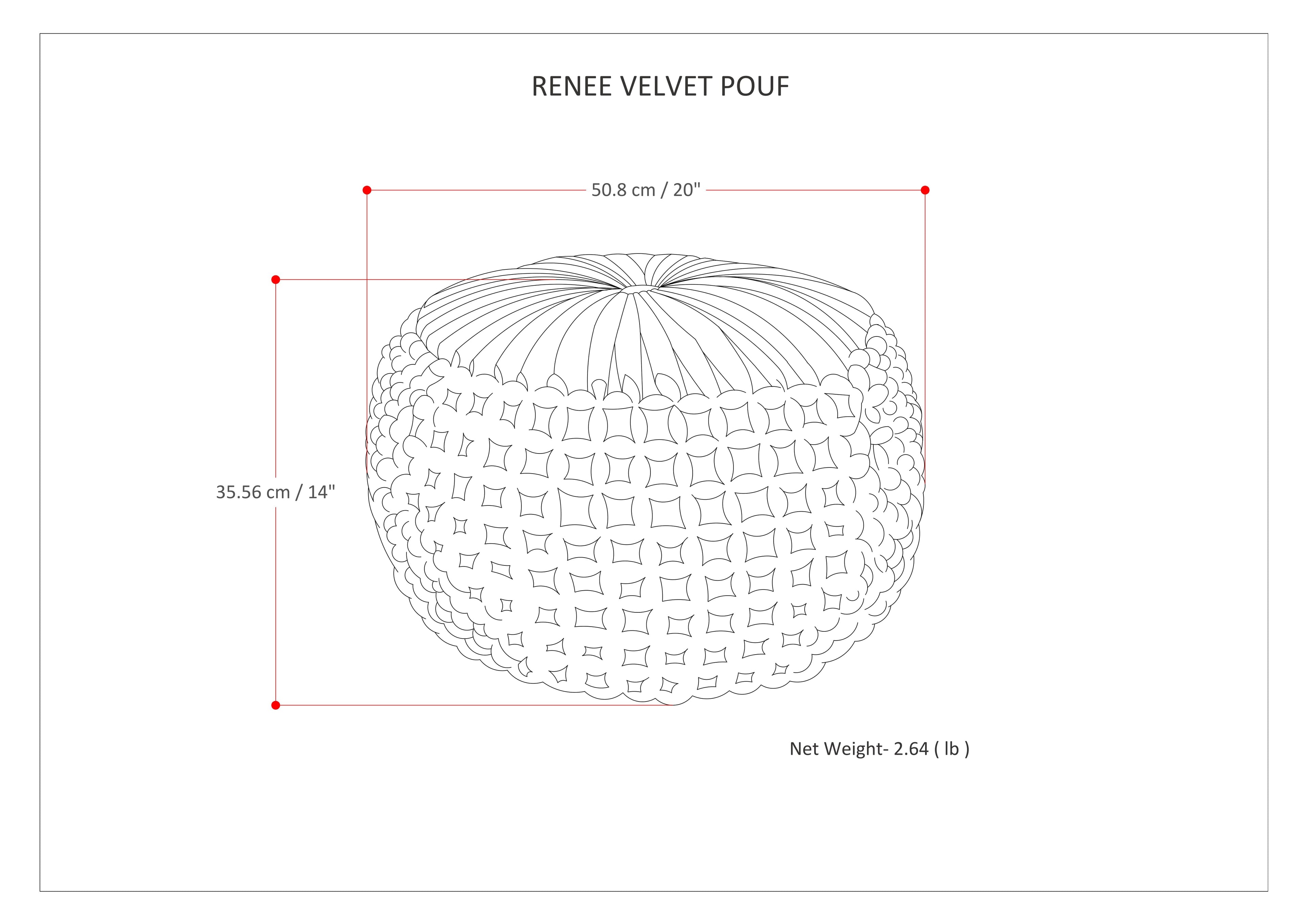 Renee 20 Inch Wide Round Pouf in Dark