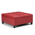 Harrison 36 Inch Wide Coffee Table Storage Ottoman in Crimson