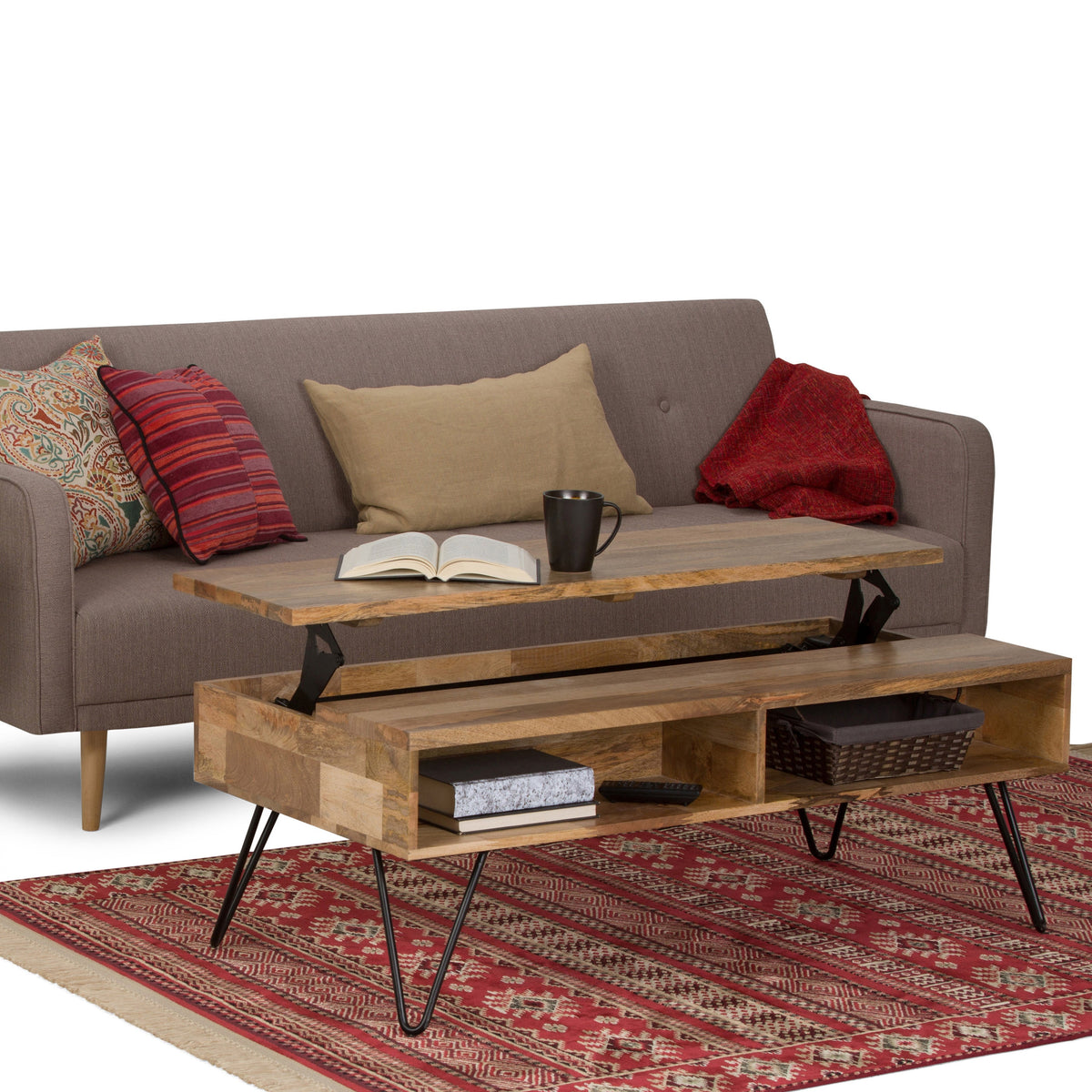 Hunter 48 Inch Wide Solid Mango Wood Lift Top Coffee Table