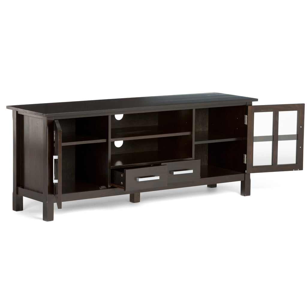 Kitchener 60 Inch Wide Solid Wood TV Stand in Hickory