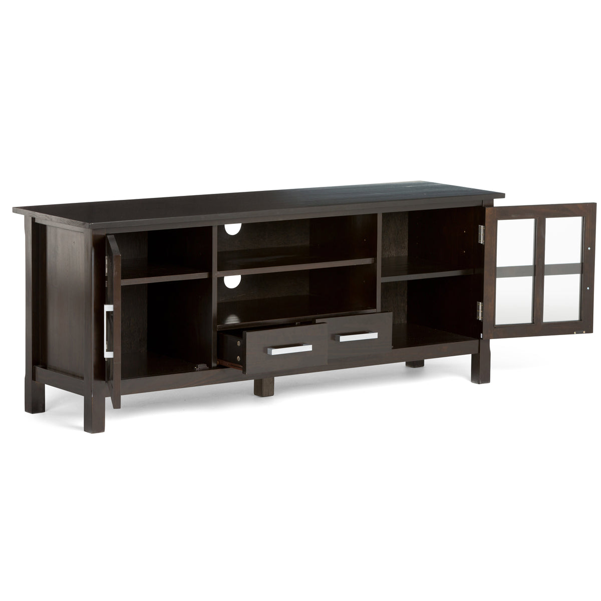 Kitchener 60 Inch Wide Solid Wood TV Stand in Hickory
