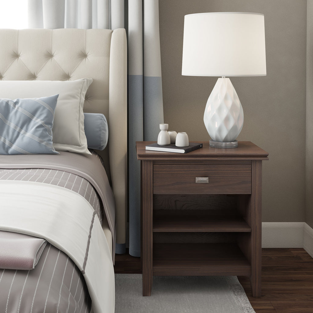 Artisan 24 Inch Wide Solid Wood Bedside Table in Warm