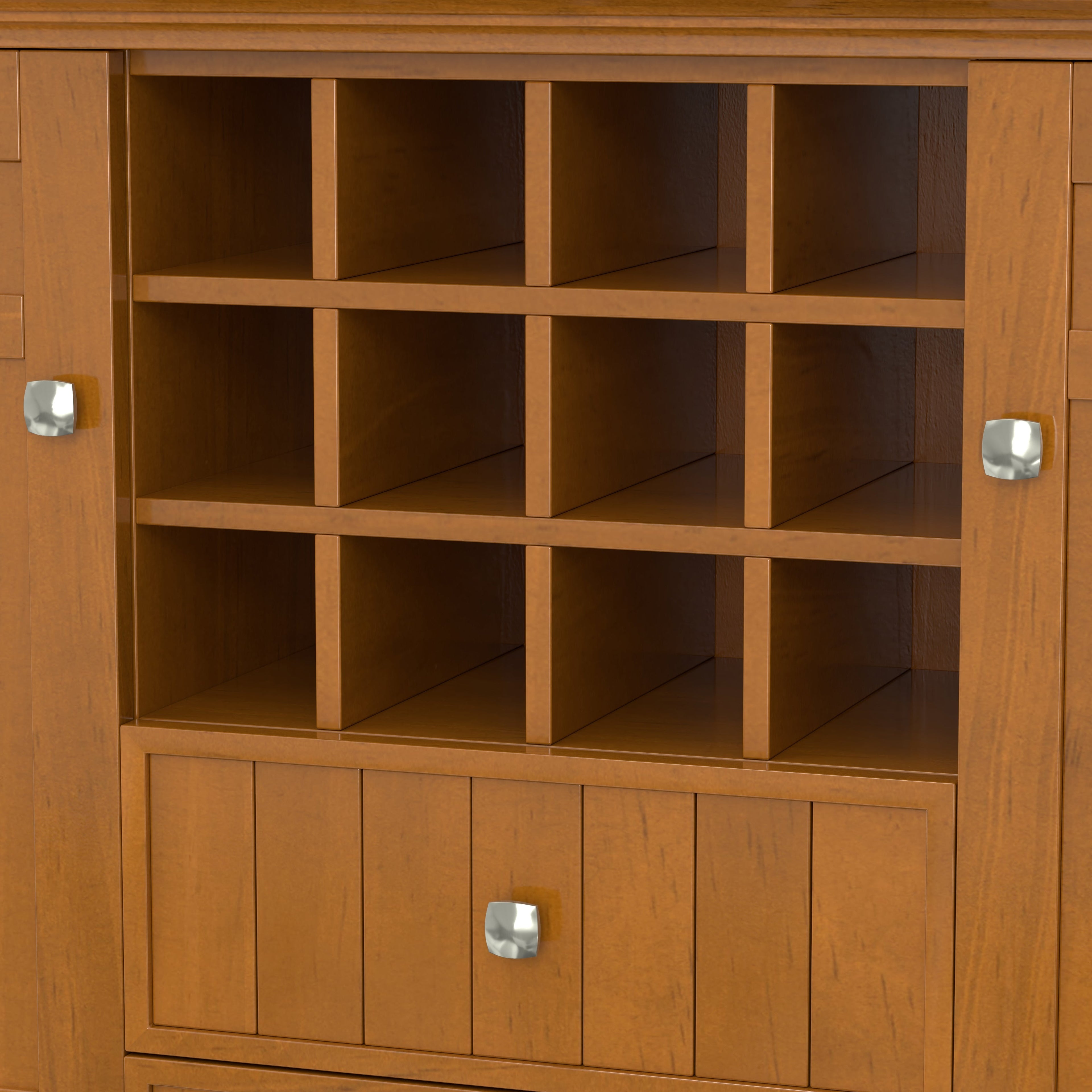 Bedford 54 Inch Wide Solid Wood Sideboard Buffet and Wine Rack in Light Golden