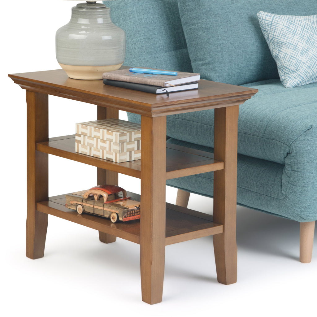 Acadian Solid Wood Narrow Side Table in Light Golden