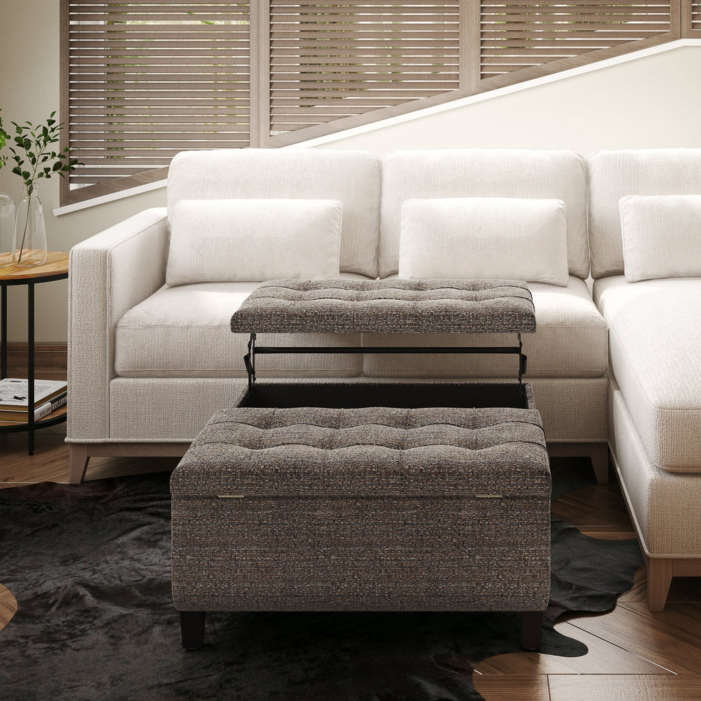 Harrison Coffee Table Storage Ottoman - Mink