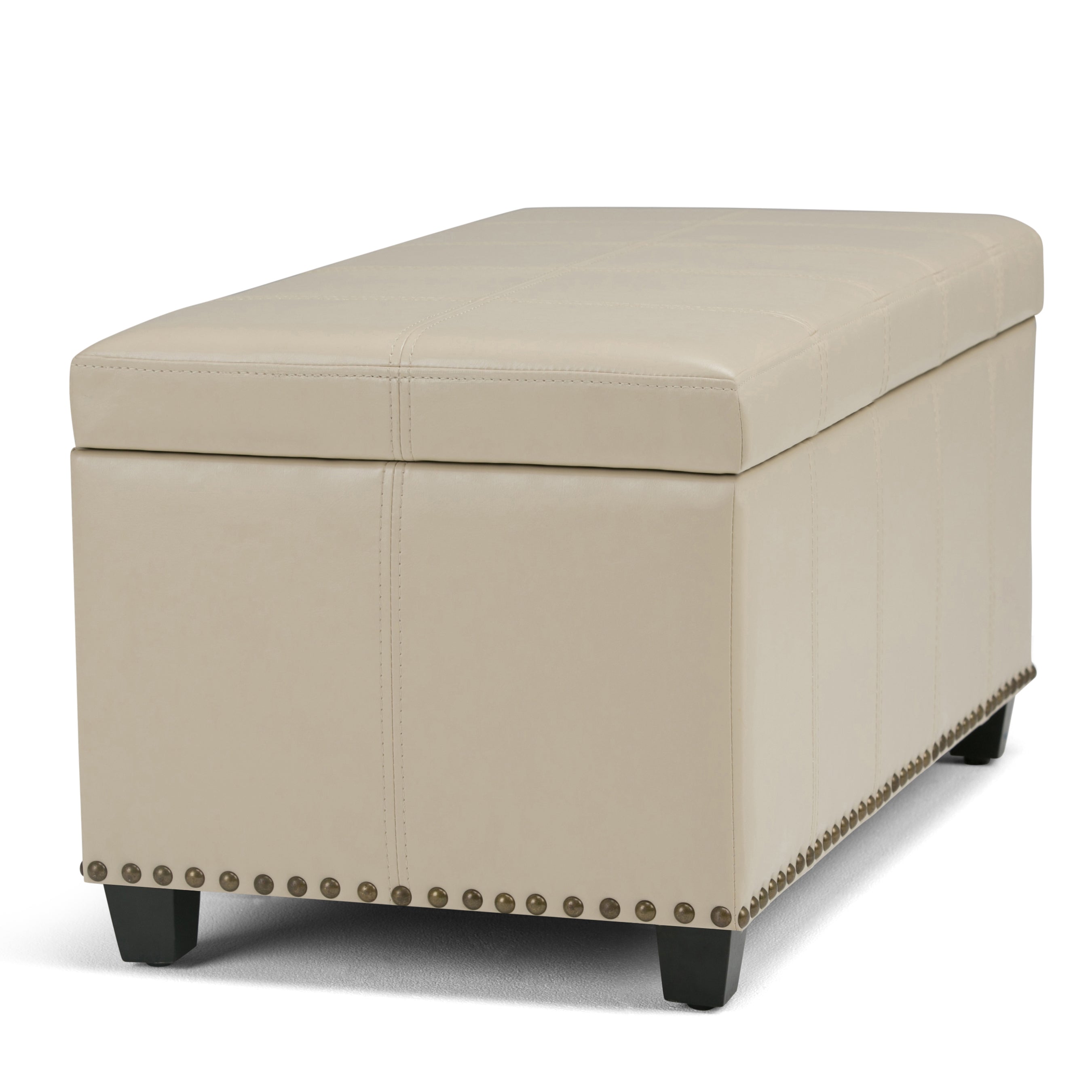Amelia 33 Inch Wide Storage Ottoman Bench in Satin